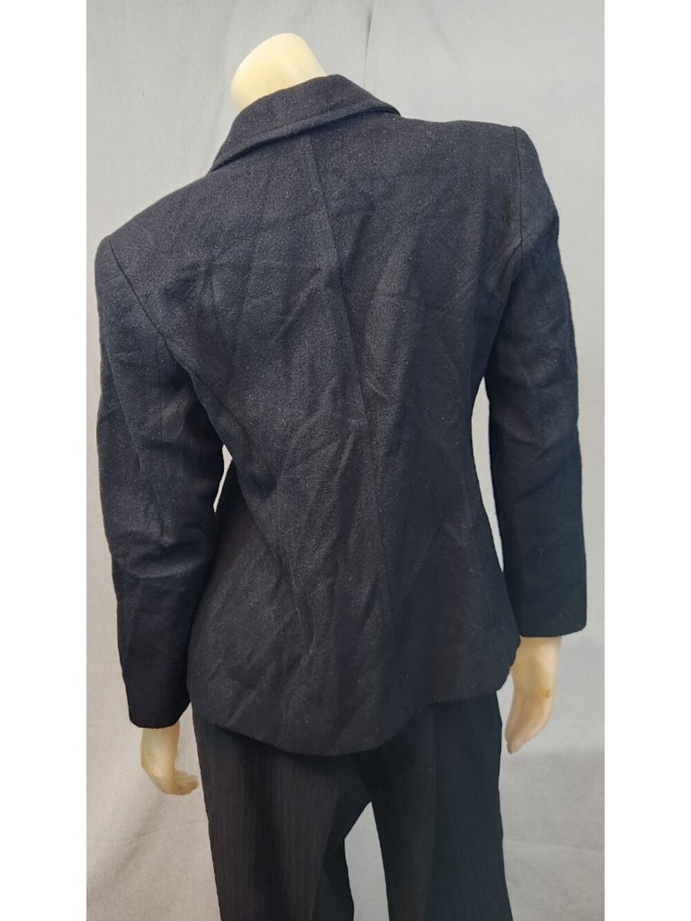 Finity Studio Solid Black Cashmere Wool Blend Jacket Winter Coat Petite 8P 8 - Picture 3 of 5